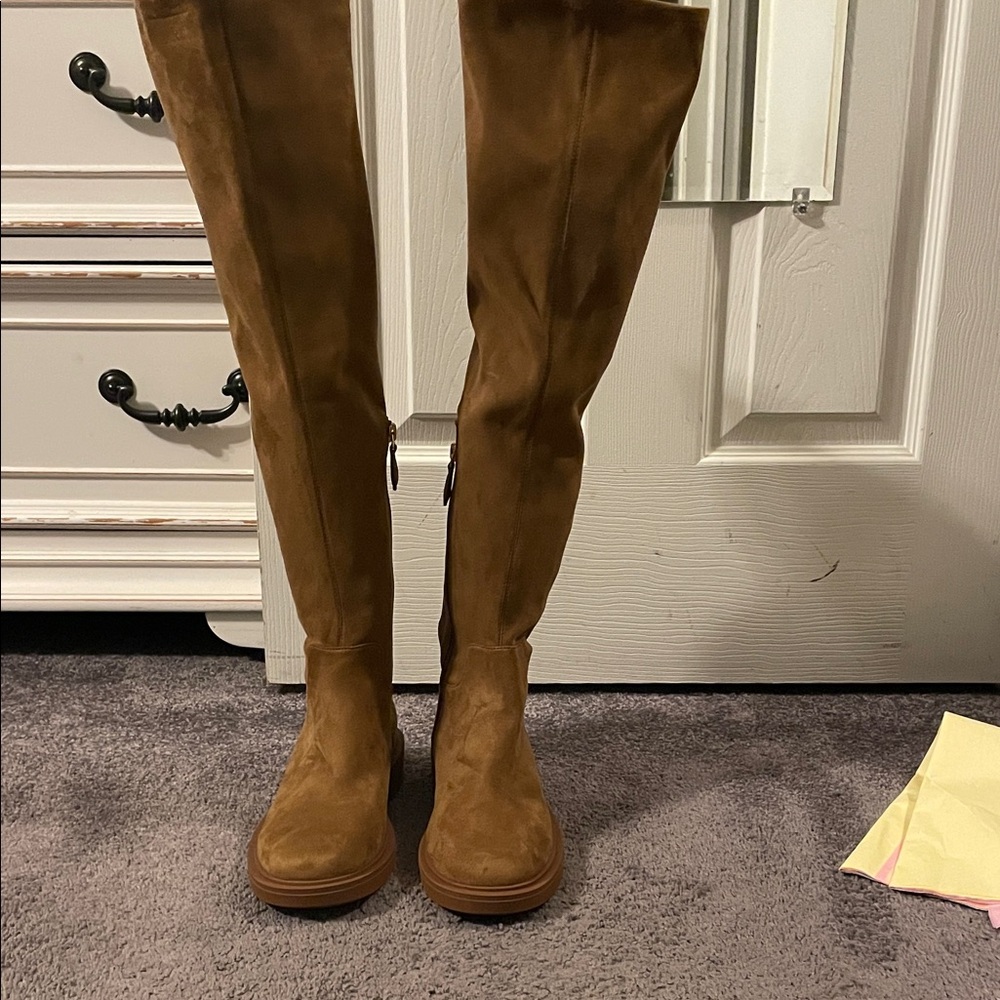 Brown Suede Knee-High Boots